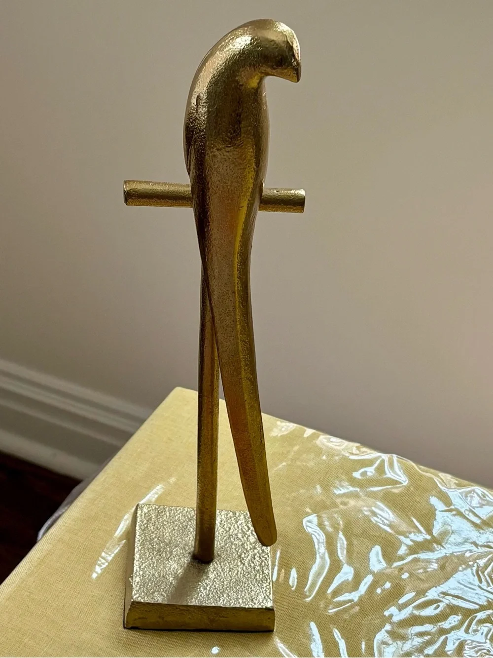Gold Parrot Figure on Stand
